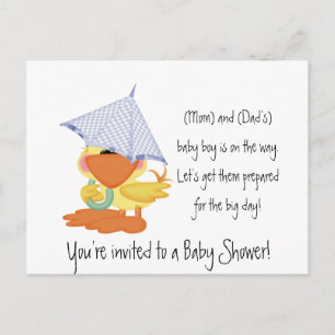 Baby Shower Invitation-Blue Duck/Quackup Invitation Postcard