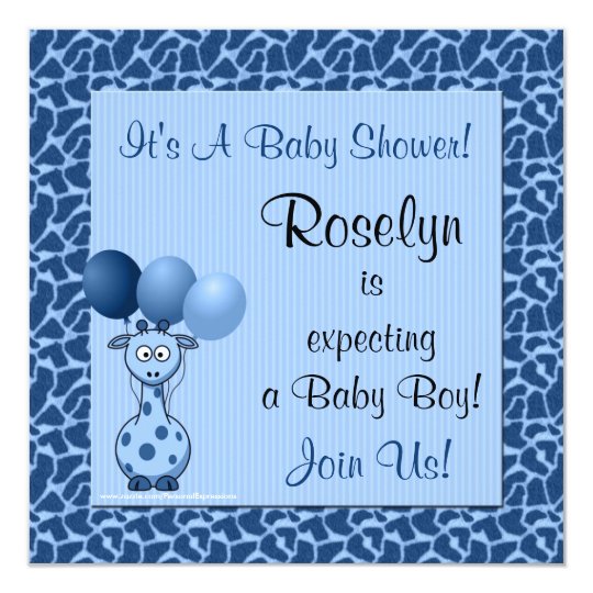 Baby Shower Invitation Blue Giraffe