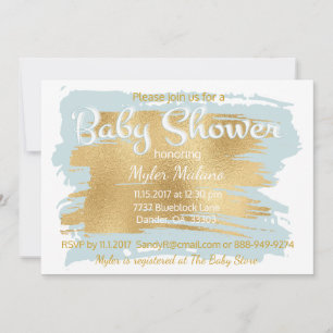 Baby Shower Invitation Blue/Gold