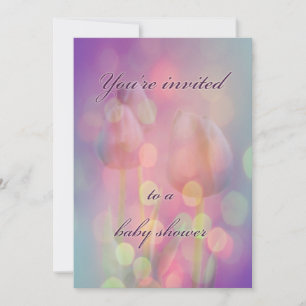 Baby Shower Invitation - Bokeh Tulips