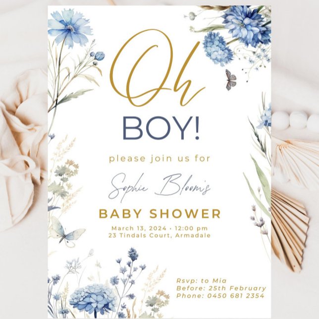 Baby Shower Invitation Boy Blue Design Template Ba (Creator Uploaded)