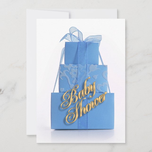Baby Shower invitation Boy Blue packages (Front)