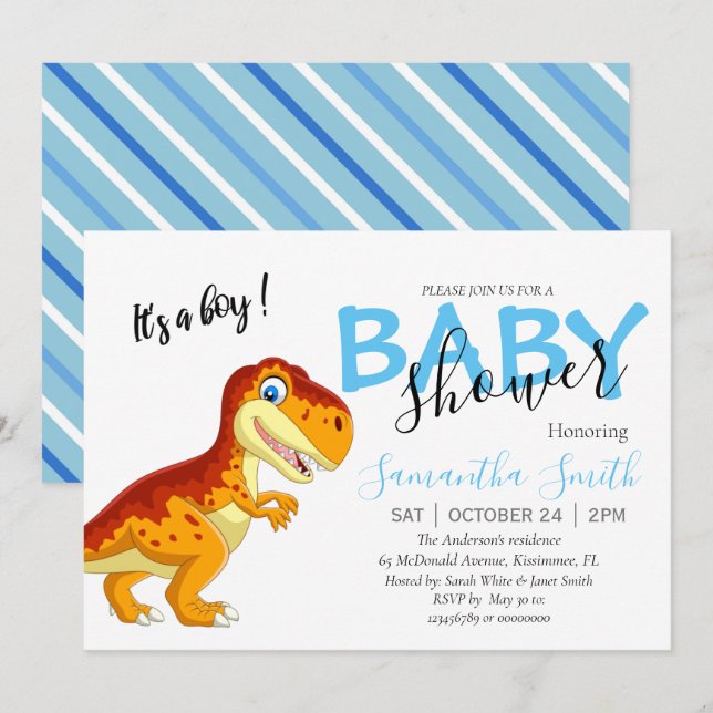 Baby Shower invitation, boy Invitation (Front/Back)