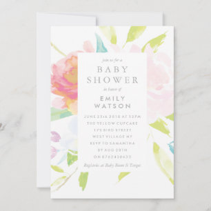 Baby Shower Invitation Bright Floral Watercolor
