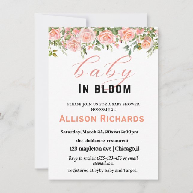 Baby shower invitation card (Front)