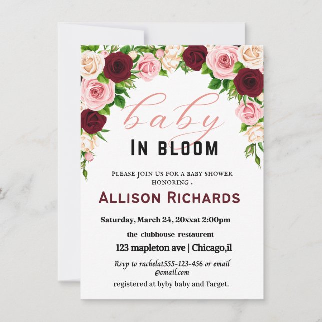 Baby shower invitation card (Front)