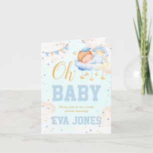 Baby Shower invitation card boy - Sleepy boy cloud