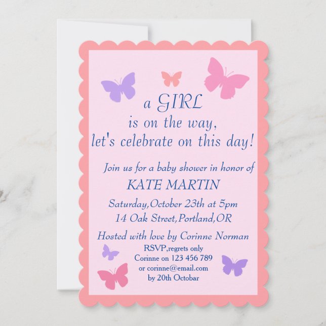baby shower invitation card for girl (Front)