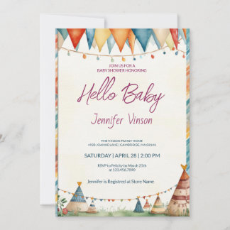 Baby Shower Invitation Charming Teepees