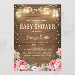 Baby Shower invitation Coed Rustic Floral Garden