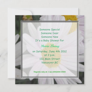 baby shower invitation, daisy flowers invitation