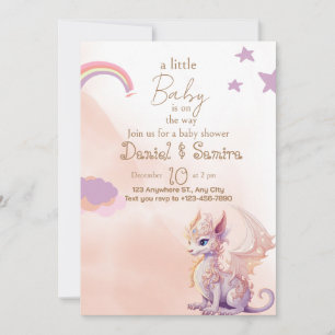 baby shower invitation dragons girl