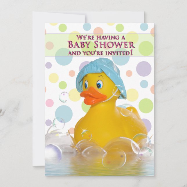 BABY SHOWER INVITATION - DUCKY AND BUBBLES (Front)