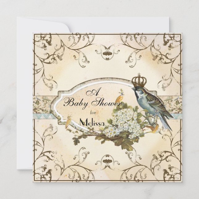 Baby Shower Invitation - Enchanted Woodland Birds (Front)