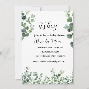 Baby Shower Invitation,Eucalyptus Greenery Theme Invitation