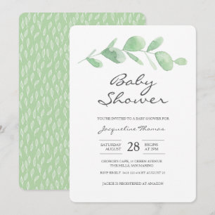 Baby Shower Invitation   Eucalyptus leaf