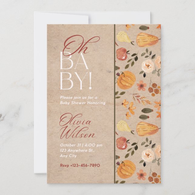 Baby Shower Invitation Fall Aesthetic (Front)