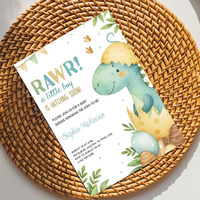 Baby shower invitation featuring a dinosaur  (Creator Uploaded)