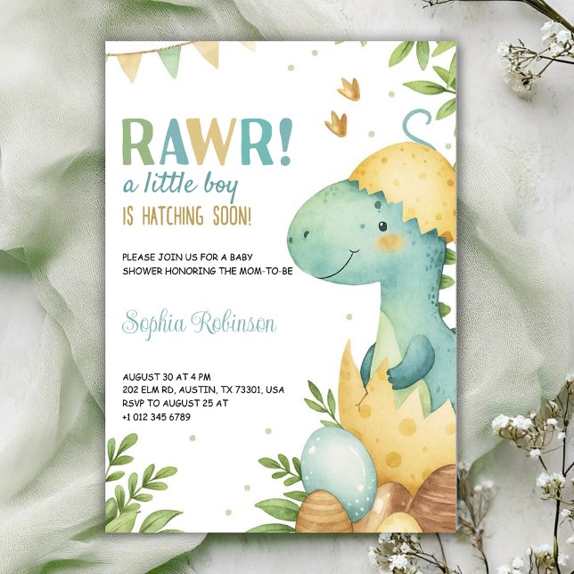 Baby shower invitation featuring a dinosaur  (Creator Uploaded)