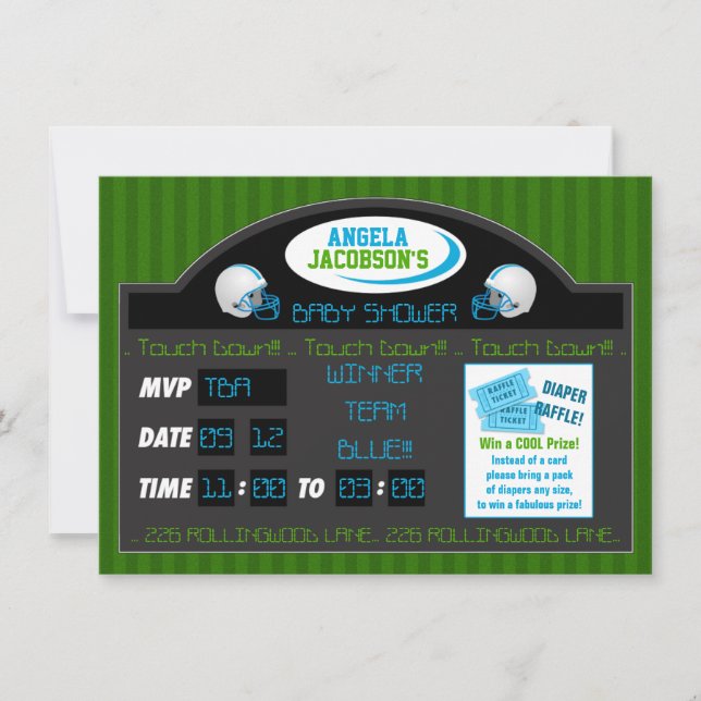 Baby Shower Invitation Football Sports Scoreboard (Front)