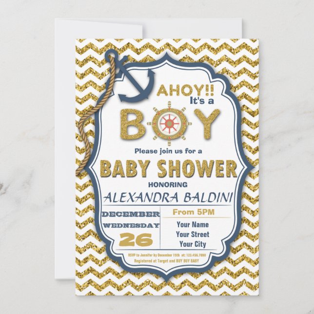 Baby Shower Invitation for a Boy (Front)
