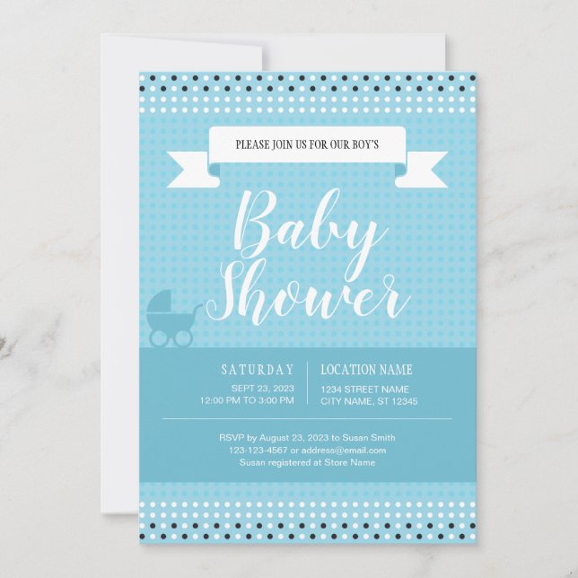 Baby Shower Invitation for Baby Boy (Front)