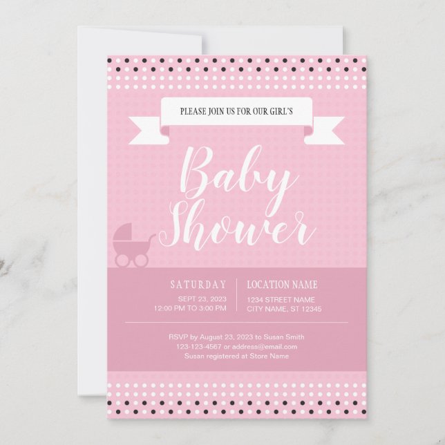 Baby Shower Invitation for Baby Girl (Front)