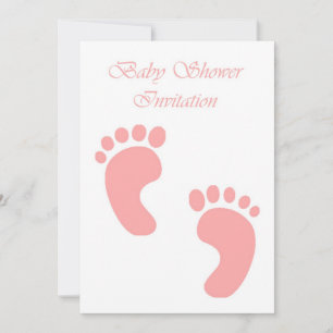 Baby Shower Invitation for girl with footprints