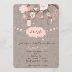 Baby Shower Invitation for Girl With Mason Jar