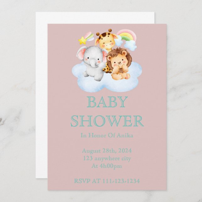 BABY SHOWER INVITATION FOR GIRLS (Front/Back)