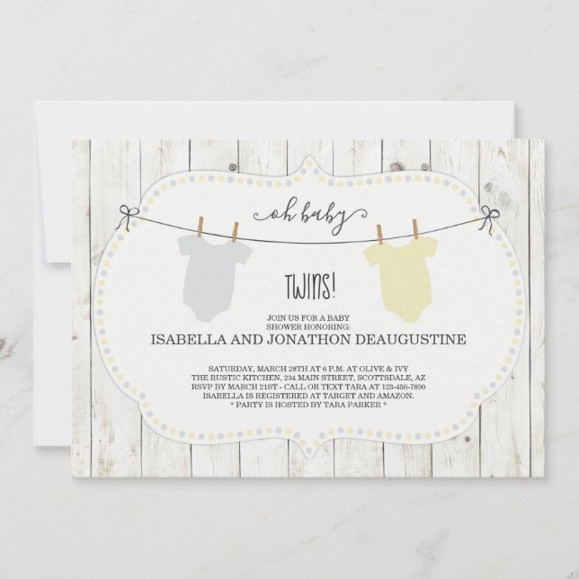 Baby Shower Invitation for Twins - Gender Neutral (Front)