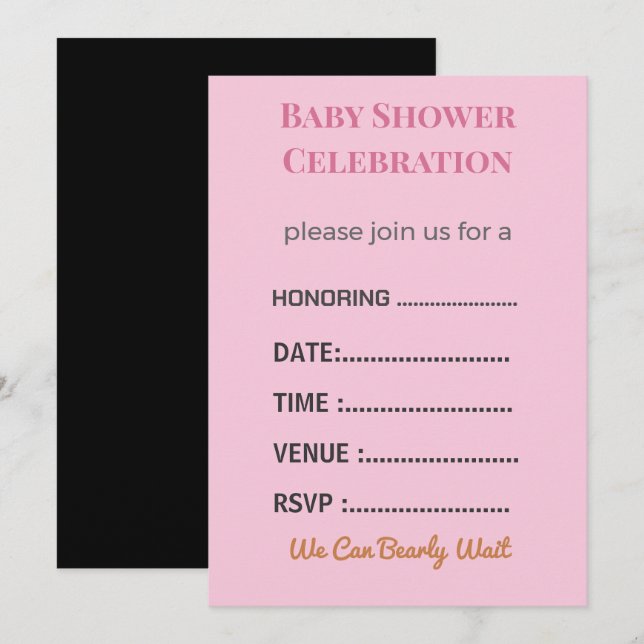 Baby Shower Invitation Gender Reveal | Modern (Front/Back)