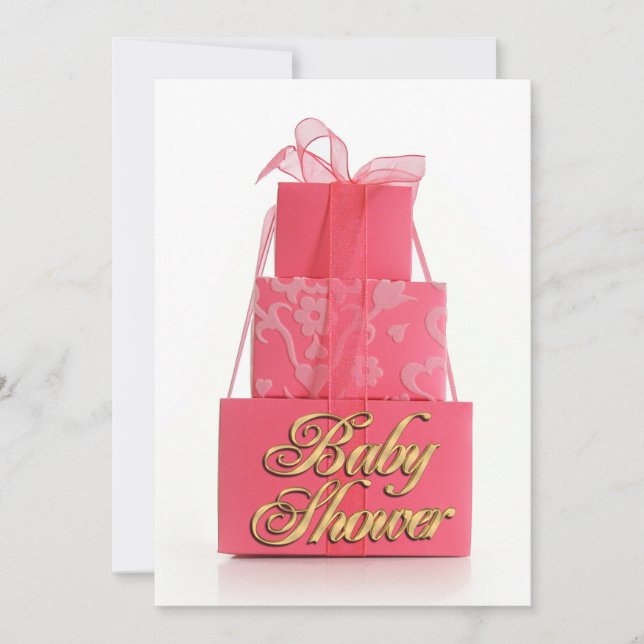 Baby Shower invitation Girl pink packages (Front)