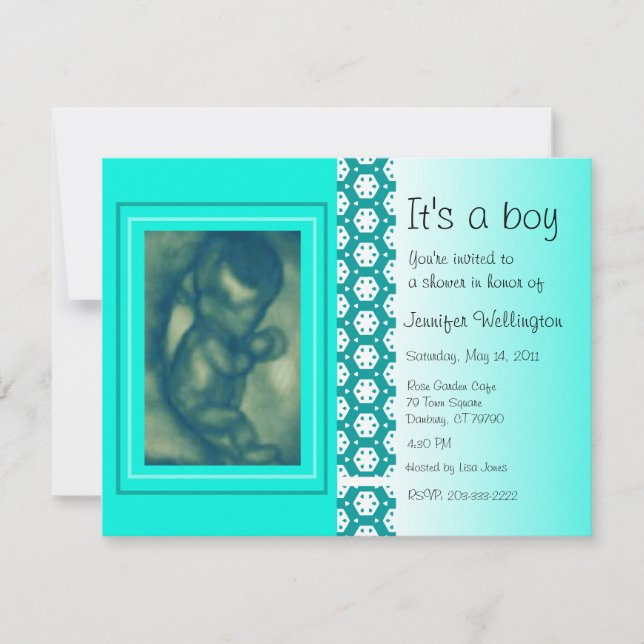 Baby Shower Invitation Green Ultrasound (Front)