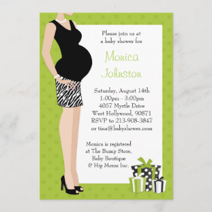 Baby Shower Invitation Green with Zebra Pattern