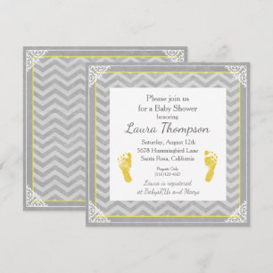 Baby Shower Invitation Grey Chevron Stripe
