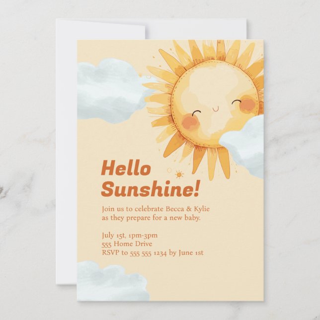 Baby Shower Invitation Hello Sunshine (Front)