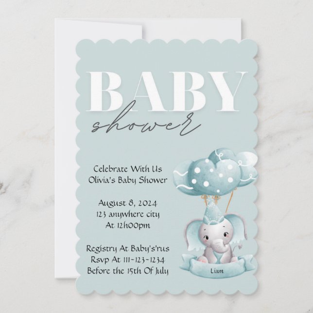 BABY SHOWER INVITATION IN BLUE COLOR (Front)
