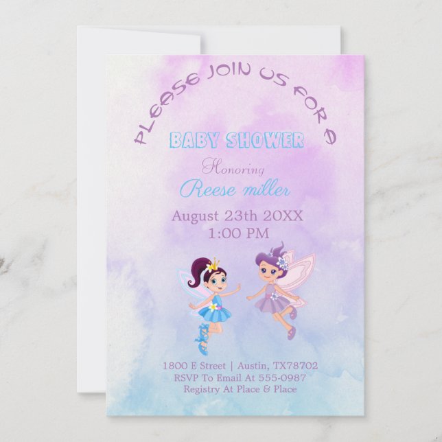 "Baby Shower Invitation in Purple & Light Blue" (Front)