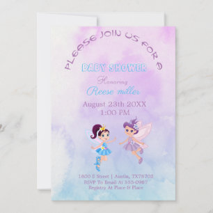 "Baby Shower Invitation in Purple & Light Blue"
