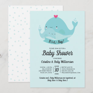 Baby Shower Invitation It's a Boy Cute Whale