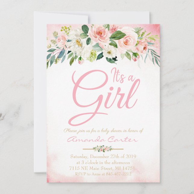 Baby Shower invitation it's a girl baby shower (Front)