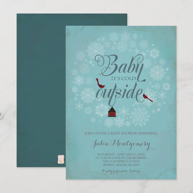 Baby Shower Invitation, It's Cold Outside, Winter Invitation (Front/Back)