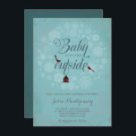Baby Shower Invitation, It's Cold Outside, Winter Invitation<br><div class="desc">This listing is for a shabby chic "BABY SHOWER INVITATION" professionally designed by Victoria of VG Invites. It is a charming high quality winter wonderland design with the words "Baby Its Cold Outside" in a calligraphy script typography on a water stained vintage blue background with snowflake wreath, red cardinals and...</div>