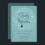 Baby Shower Invitation, It's Cold Outside, Winter Invitation<br><div class="desc">This listing is for a shabby chic "BABY SHOWER INVITATION" professionally designed by Victoria of VG Invites. It is a charming high quality winter wonderland design with the words "Baby Its Cold Outside" in a calligraphy script typography on a water stained vintage blue background with snowflake wreath, red cardinals and...</div>