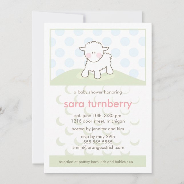 Baby Shower Invitation - Little Lamb (Front)
