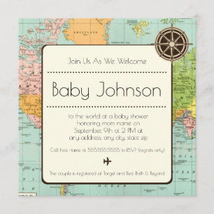 Baby Shower Invitation -  Map Theme