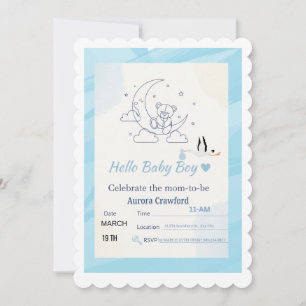 Baby Shower Invitation   Modern Custom Baby Boy Ca