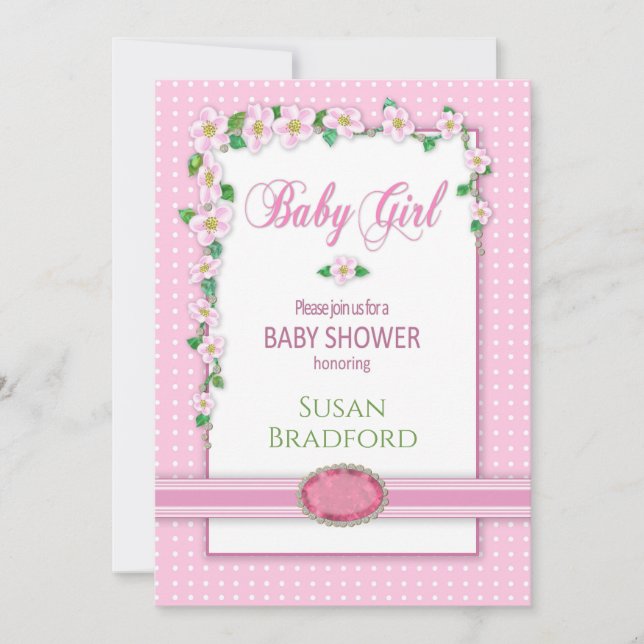 Baby Shower Invitation, Name Insert, Baby Girl Invitation (Front)