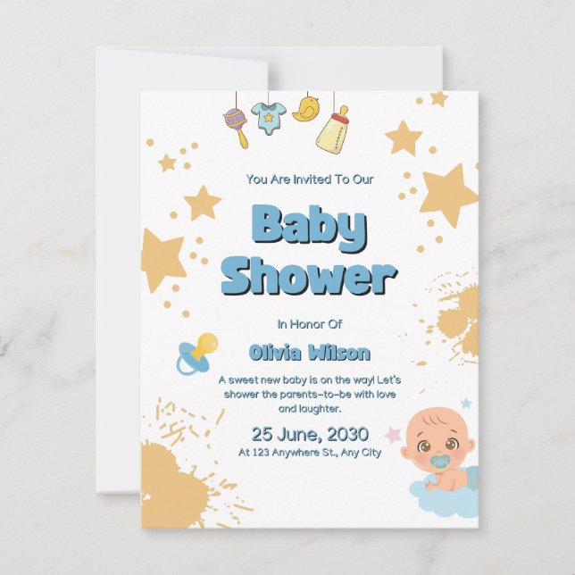 Baby Shower Invitation Neutral Beige Modern Style (Front)